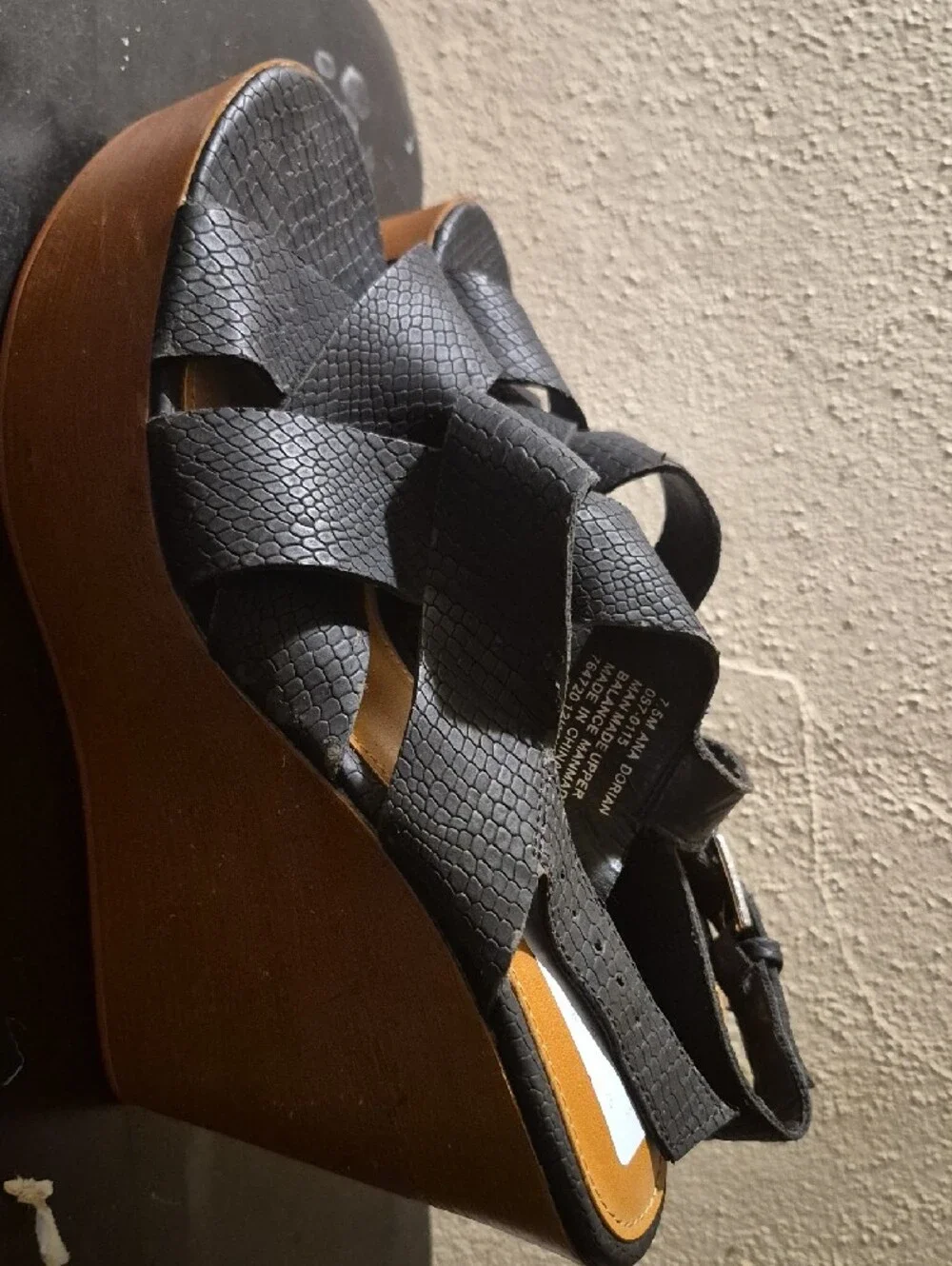a.n.a Black Crisscross Platform Wedge Sandals